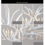NIUYAO Retro Farmhouse Candle Style Resin Deer Antler White Chandeliers Faux Antler Fixture 4 Light Matching Chain Creative Pendant Light for Living Room Restaurant Bar Cafe Dining Rooms 494843