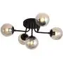 5-Light Semi Flush Mount Ceiling Light Fixture,Modern Glass Pendant Lighting,Black Chandelier for Kitchen Hallway Entryway Island Bedroom Living Room