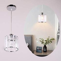 Mini Pendant Light Crystal Pendant Lighting Fixture Flush Mount Ceiling Lighting Fixture Adjustable Hanging Light for Dining Room Bedroom Kitchen Island Living Room Hallway,E26 Bulb,Chrome