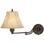 Rosslyn Rustic Swing Arm Wall Lamps Set of 2 French Country Bronze Plug-in Light Fixture Faux Leather Shade for Bedroom Bedside Living Room Reading - Barnes and Ivy