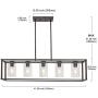 VINLUZ 5-Light Kitchen Island Chandeliers Oil Rubbed Bronze Modern Linear Cage Pendant Lighting with Clear Glass Shades Farmhouse Ceiling Light Fixtures Hanging for Dining Room Living Room
