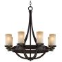 Sperry Industrial Bronze Chandelier 28'' Wide Rustic Farmhouse Cylinder Scavo Glass 8-Light Fixture for Dining Room House Foyer Kitchen Island Entryway Bedroom Living Room - Franklin Iron Works