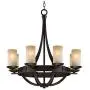 Sperry Industrial Bronze Chandelier 28'' Wide Rustic Farmhouse Cylinder Scavo Glass 8-Light Fixture for Dining Room House Foyer Kitchen Island Entryway Bedroom Living Room - Franklin Iron Works