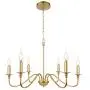6-Light Gold Modern Chandelier Classic Rustic Ceiling Hanging Light Fixture for Kitchen Dining Room Bedroom Living Room