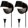 Kernorv Modern LED Plug in Wall Sconces, Bedside Wall Lamp with Switch Lighting Fixture 350 Rotation, Headboard Lights for Bedroom 10W 6000K (2 Pack)