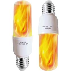 LED Flame Effect Light Bulbs - E26 LED Bulb with Gravity Sensor Flame Night Bulb for Holiday Gifts Home Hotel Bar Party Decoration(2 Pack)