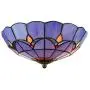 RUNNUP Industrial 12'' Wide Tiffany Style Flush Mount 2 Lights Ceiling Light Fixture with Glass Shade Vintage Ceiling Lamp in Blue
