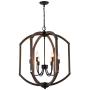 Sunlighting Farmhouse Chandelier, Vintage Pendant Hanging Light for Bedroom, Kitchen, Foyer, Dining & Living Room and Entryway, Black Painted Finish & Faux-Wood