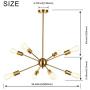 VINLUZ Sputnik Chandelier Contemporary 8 Lights Brushed Brass Modern Pendant lighting Gold Mid Century Ceiling Light Fixture for Dining Room Bed Room Kitchen Room UL Listed