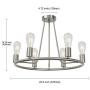 BONLICHT Round Farmhouse Chandelier Lighting 6-Light Modern Indoor Ceiling Lights Brushed Nickel Mid Century Flush Mount Light Fixtures Ceiling Kitchen Island Dining Room Lighting UL Listed