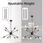 PUMING 10 Lights Black Sputnik Chandelier Modern Pendant Lighting Flush Mount Mid-Century Fixture Hanging Lamp for Bedroom Kitchen Dining Room
