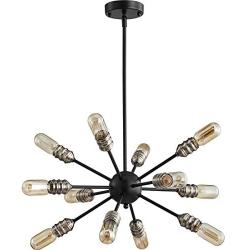 TZOE Sputnik Chandelier Mid Century Modern Pendant 12 Light Rustic Ceiling Light Bronze and Black Living Room Lighting Dining Room Lights UL Listed