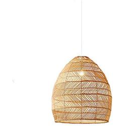 Retro Old-Fashioned Idyllic Rattan Chandelier Hand-Woven Rattan Ceiling Chandelier Hanging Installation Kitchen Dining Living Room Ceiling Lamp Lighting Fixture Home Decoration Apricot