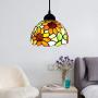 LITFAD Elegant Tiffany Style Pendant Light with Oversize Sunflower Pattern One-Light LED Ceiling Hanging Pendant Lamp Chandelier for Kitchen Island Dining Room Restaurant - A