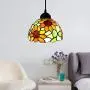 LITFAD Elegant Tiffany Style Pendant Light with Oversize Sunflower Pattern One-Light LED Ceiling Hanging Pendant Lamp Chandelier for Kitchen Island Dining Room Restaurant - A