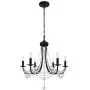 MIPAWS 6-Light Black Farmhouse Crystal Chandelier 23.6 Inch, Modern Industrial Style Ceiling Lighting Fixture, Pendant Light for Dining Room Foyer, Living Room, Kitchen Island, Bedroom