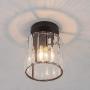 Mini Chandelier Crystal Ceiling Lighting Semi Flush Mount Ceiling Light Fixture Modern Crystal Pendant Light for Kitchen Island Dining Room Bedroom Hallway,E26/E27 Base,Black