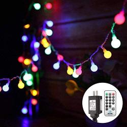 Fairy String Lights Plug in, 33 FT 100 LED Globe Ball String Lights 8 Lighting Modes with Remote Control for Bedroom Indoor Outdoor Garden, Patio, Christmas, Party, Wedding Decorations Multi Colored