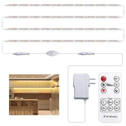 Under Cabinet Led Lighting Warm White 3000K Under Counter Lighting 6.56ft Flexible LED Strip Lights with RF Remote Control Kitchen Cabinet Lighting for Bookshelf Closet Bedroom Lights 4PCS