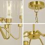 BAODEN 6 Lights Brushed Brass Mid Century Chandelier Modern Sputnik Pendant Light with Clear Glass Shades Contemporary Lighting Fixtures for Dining Kitchen Island Bedroom Lighting (Gold)