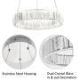 7Degobii Modern Crystal Glass Round Chandelier Fixtures LED Hanging Lamps 1 Ring D15.7'' 25W 1500lm 4000K Dimmable Dining Room Ceiling Light for Living Room Bedroom Natural Light 4000K