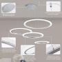 Royal Pearl Modern Chandelier LED 4-Rings Circular Pendant Light Flush Mount Pendant Lighting for Living Room Dining Room, 6000k, Silver