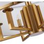 Loclgpm Modern Brass Gold Finish Drum Chandelier, 6 Lights Metal Pendant Light Fixture with White Round Plastic Shade, Ceiling Lighting for Bedroom, Kitchen Island, Hallway, Dining Room Over Table