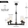VINLUZ Farmhouse Chandelier 5 Light Pendant Light for Dining Room in Matte Black Finish with Clear Glass Shade Rustic Metal Kitchen Island Lighting Fixture Ceiling for Bedroom Foyer Cafe Bar Corridor