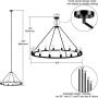 Sonoro Large 48 inch 16 Light Round Dining Room Industrial Chandelier | Black Rustic Kitchen Island Light Fixtures with LED Bulbs LL-CH5-48-5BLK