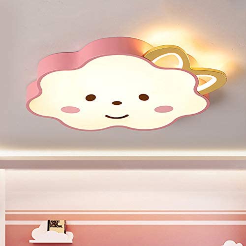 LAKIQ Pink Cloud Shaped Flush Mount Ceiling Lamp Girl’s Room Modern Acrylic LED Close to Ceiling Light Fixture Creative Cartoon Style for Girl’s Bedroom Nursery Living Room (Warm Light)