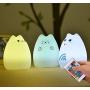 Cat Lamp, NeoJoy Remote Control Silicone Kitty Night Light for Kids Toddler Baby Girls Rechargeable Cute Kawaii Nightlight
