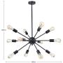 YAOHONG Sputnik Chandelier Mount Ceiling Light 12 Lights Modern Ceiling Light Fixture Black Retro Industrial Pendant Lighting for Dining Room Kitchen Living Room Bedroom