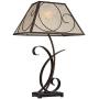 Teri Rustic Farmhouse Table Lamp Scroll Brown Metal Light Mica Tapering Shade for Living Room Bedroom Bedside Nightstand Office Family - Franklin Iron Works