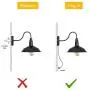 HAITRAL Plug in Wall Lamps Set of 2- Farmhouse Wall Sconces with Plug in Cord and Buttun Switch, Industrial Wall Light Fixtures Plug in for Bedroom, Living Room, Farmhouse, Bathroom Vanity-Black