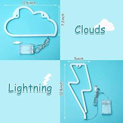 Neon Lights Blue Cloud Neon Lights and Warm White Neon Lights Combination Decorating Neon Signs Light USB/Battery Powered Neon Light Signs Neon Night Light for Wall Home Living Room Christmas