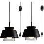 STGLIGHTING Glass Handle Pendant Lighting Swag with 15ft Plug-in UL On/Off Dimmer Switch Cord Lampshade Light Nordic Style Lamps for Living Room Bulbs Not Included 2-Pack, Macaron Black