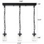 Wellmet Farmhouse Chandelier Glass Mason Jar Adjustable, 5-Light Dining Room Lighting Fixtures Hanging Rustic Light with Wires for Kitchen Island Dining Room Living Room Cafe Pub (3 Lights)