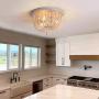 Q&S Wood Beaded Chandelier,Boho Farmhouse Light Fixture,Oak White,3 Lights,Semi Flush Mount Ceiling Light Fixtures for Hallway Babys Nursery Bedroom Kitchen Living Room