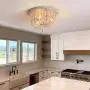 Q&S Wood Beaded Chandelier,Boho Farmhouse Light Fixture,Oak White,3 Lights,Semi Flush Mount Ceiling Light Fixtures for Hallway Babys Nursery Bedroom Kitchen Living Room