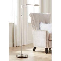Eliptik Modern Floor Lamp Swing Arm Satin Nickel LED Touch On Off Dimmer for Living Room Reading Office - Possini Euro Design