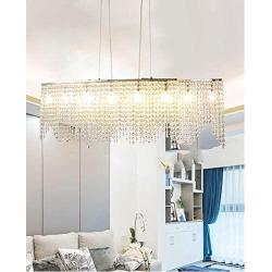 Kitchen Crystal Chandeliers Meniscus Linear Island Lighting G9 12-Lights Fireworks Pendant Lamp K9 Silver Clear Crystal Ceiling Light Fixture for Bedroom Living Dining Room Mall Bar Table Hanging