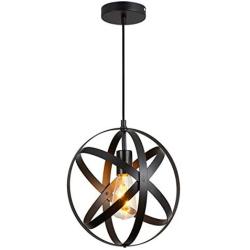 Industrial Metal Spherical Pendant Light, Rustic Chandelier Vintage Hanging Cage Globe Ceiling Light Fixture for Kitchen Island Dining Room Farmhouse Entryway Foyer Table Hallway