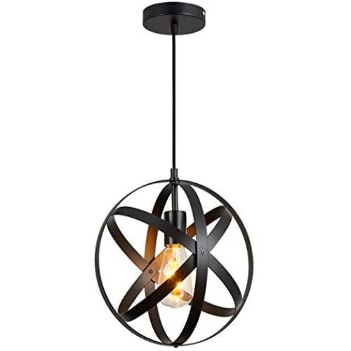 Industrial Metal Spherical Pendant Light, Rustic Chandelier Vintage Hanging Cage Globe Ceiling Light Fixture for Kitchen Island Dining Room Farmhouse Entryway Foyer Table Hallway