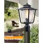 Osimir Outdoor Post Light 2 Pack, Outdoor Post Lantern with Pier Mount Adapter (7.9”W x 13.4”H), Pier Light in Sanded Black Finish with Bubble Glass, Lamp Post Mount Lighting Fixture 2145-1G-2PK