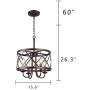 Infront Chandelier, 4-Light Farmhouse Chandelier, Drum Lantern Modern Chandelier, Oil Rubbed Bronze Finish Rustic Chanderliers…