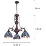 Capulina Chandelier, 3 Lights Tiffany Ceiling Light Fixture, Stained Glass Lampshade Dinning Room Lighting Fixtures Hanging, Antique Kitchen Lights CL074376-3CH