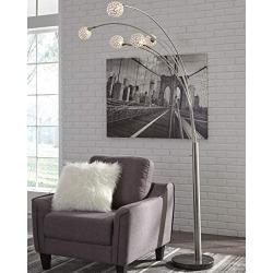 Signature Design by Ashley - Winter Arc Lamp - Floor Lamp - Modern Design - Silver