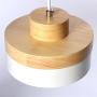 Contemporary Wooden and Metal Pendant Lighting 60W White Lampshade Industrial Lamp Shade LED Modern Ceiling Hanging Lights Fixtures 1 Light for Dining Room,Kitchen (E27 Base, White)
