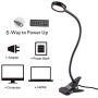 Clip on Light Reading Lights, EYOCEAN Desk Lamps, Eye Protection Kids Desk Lamp with Strong Clamp, Flexible Night Light 3 Modes 9 Dimming Levels(Included AC Adapter) Black