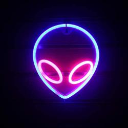 Wanxing Alien Neon Signs LED Neon Wall Sign Pink Blue Neon Lights for Bedroom Kids Room Hotel Shop Restaurant Game Office Wall Art Decoration Sign Party Supply Gift (Pink Blue)